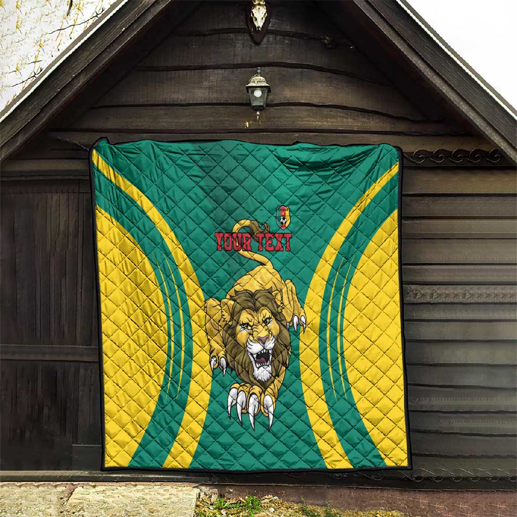 Custom Afro Cameroun Football Quilt Go Les Lions Indomptables