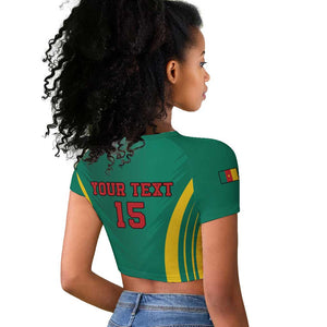 Custom Afro Cameroun Football Raglan Cropped T shirt Go Les Lions Indomptables