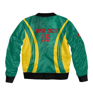 Custom Afro Cameroun Football Sleeve Zip Bomber Jacket Go Les Lions Indomptables