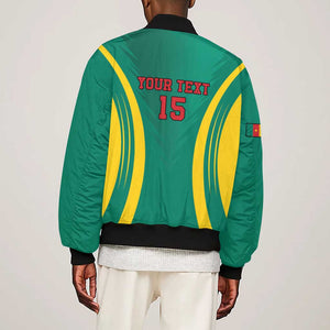 Custom Afro Cameroun Football Sleeve Zip Bomber Jacket Go Les Lions Indomptables