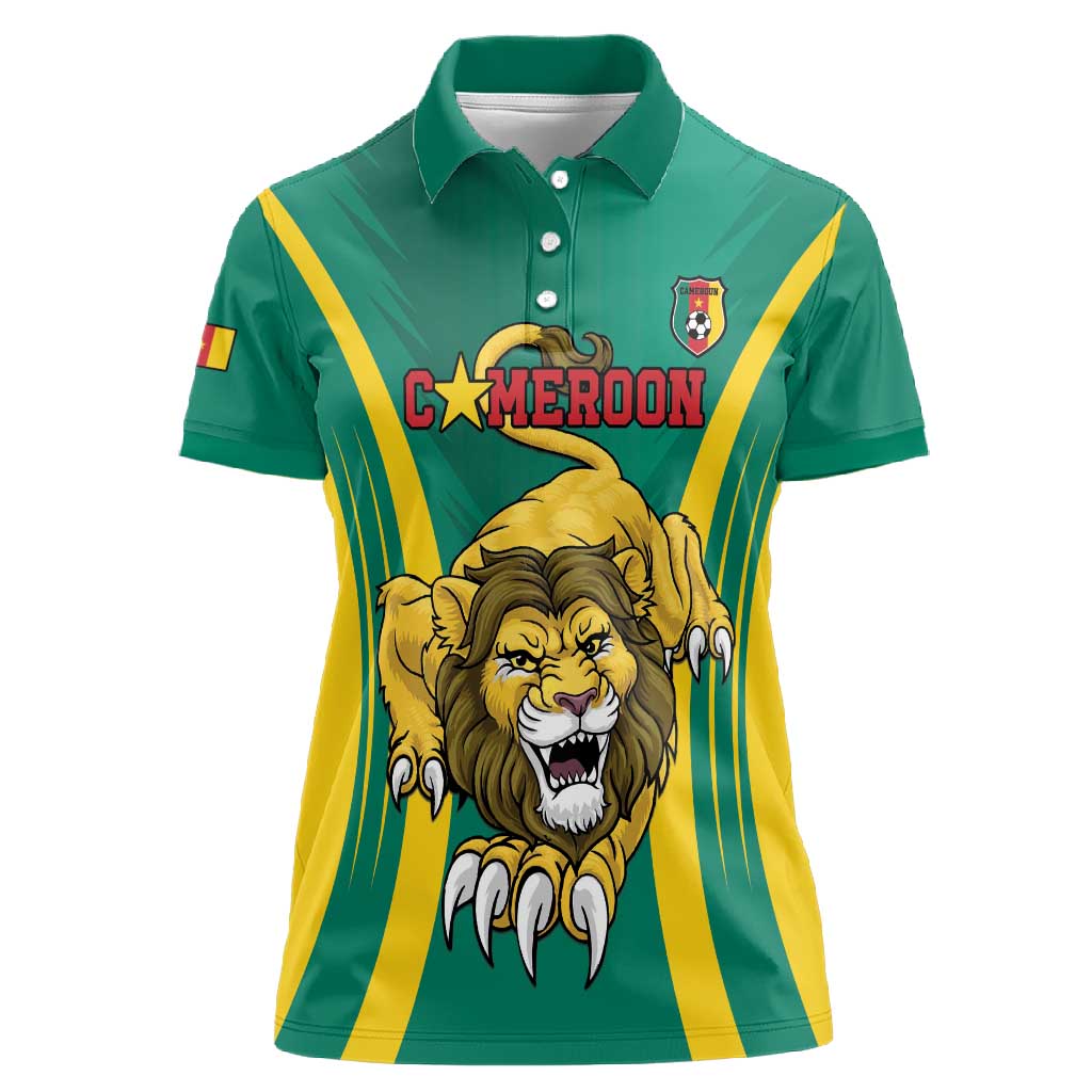 Custom Afro Cameroun Football Women Polo Shirt Go Les Lions Indomptables