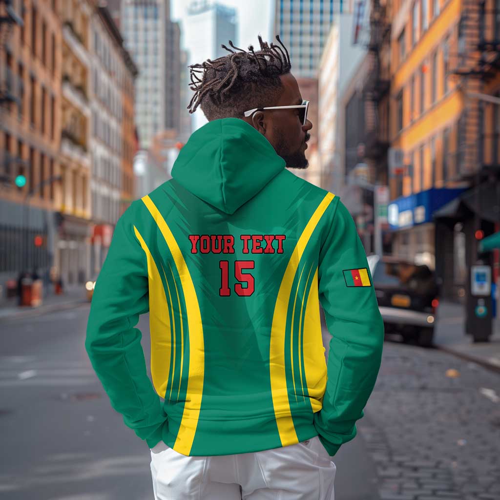 Custom Afro Cameroun Football Zip Hoodie Go Les Lions Indomptables