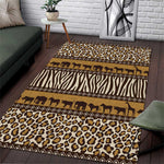 Leopards and Zebra Skins Area Rug Mix African Pattern