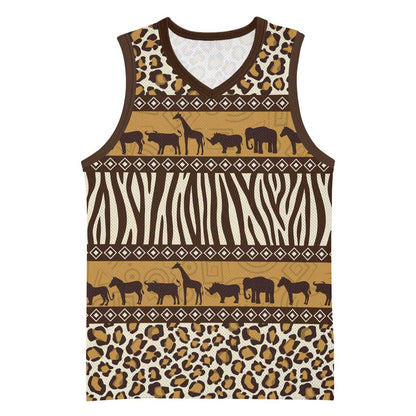 Leopards and Zebra Skins Basketball Jersey Mix African Pattern LT15