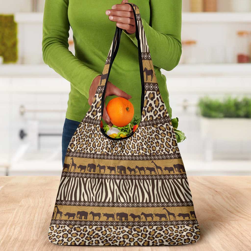 Leopards and Zebra Skins Grocery Bag Mix African Pattern