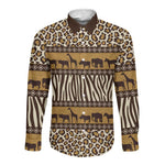 Leopards and Zebra Skins Long Sleeve Button Shirt Mix African Pattern