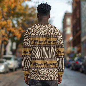 Leopards and Zebra Skins Long Sleeve Shirt Mix African Pattern