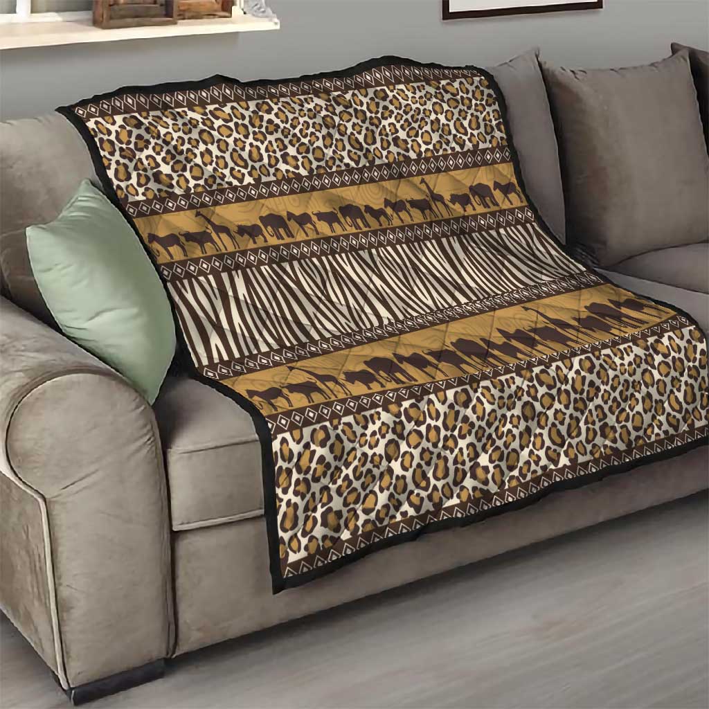 Leopards and Zebra Skins Quilt Mix African Pattern