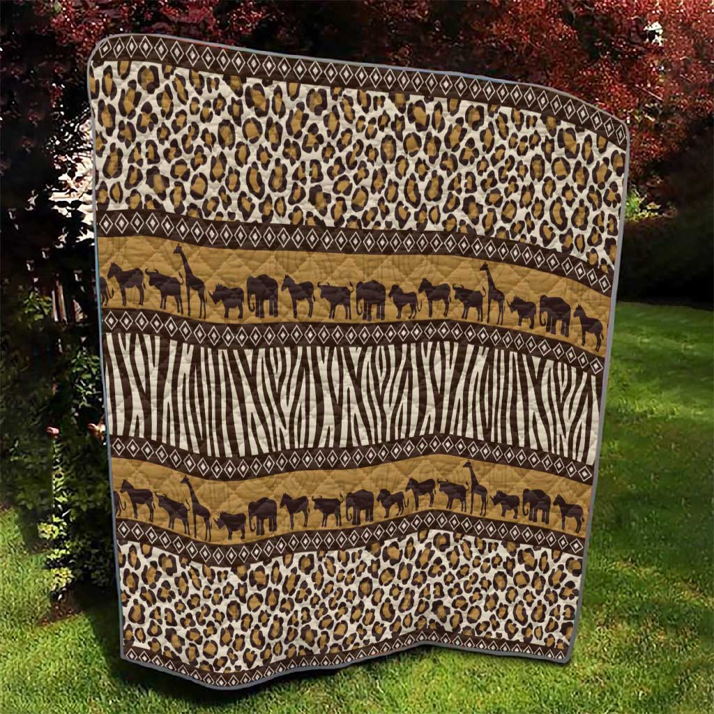 Leopards and Zebra Skins Quilt Mix African Pattern