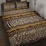 Leopards and Zebra Skins Quilt Bed Set Mix African Pattern