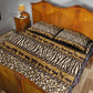 Leopards and Zebra Skins Quilt Bed Set Mix African Pattern