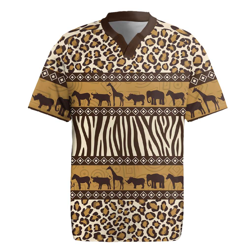 Leopards and Zebra Skins Rugby Jersey Mix African Pattern