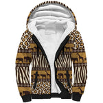 Leopards and Zebra Skins Sherpa Hoodie Mix African Pattern