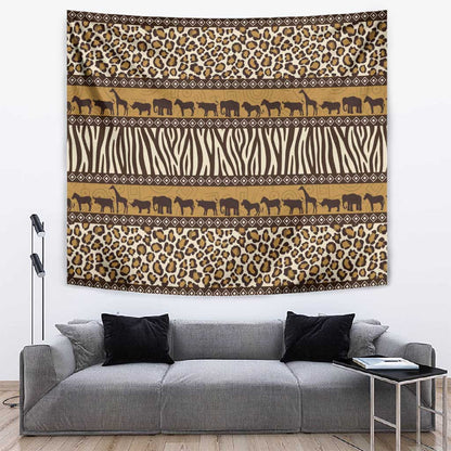 Leopards and Zebra Skins Tapestry Mix African Pattern