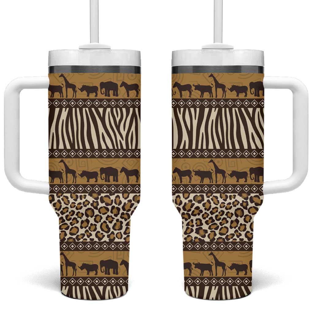Leopards and Zebra Skins Tumbler With Handle Mix African Pattern