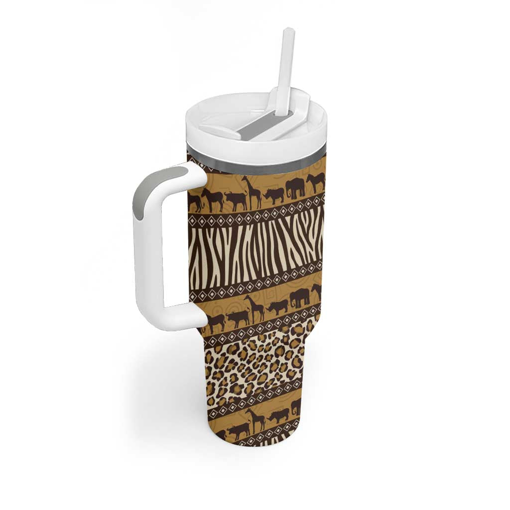 Leopards and Zebra Skins Tumbler With Handle Mix African Pattern