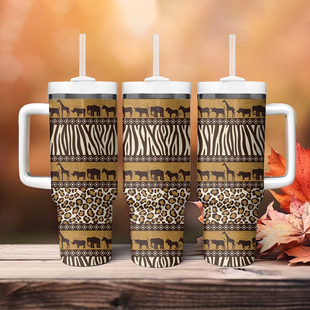 Leopards and Zebra Skins Tumbler With Handle Mix African Pattern