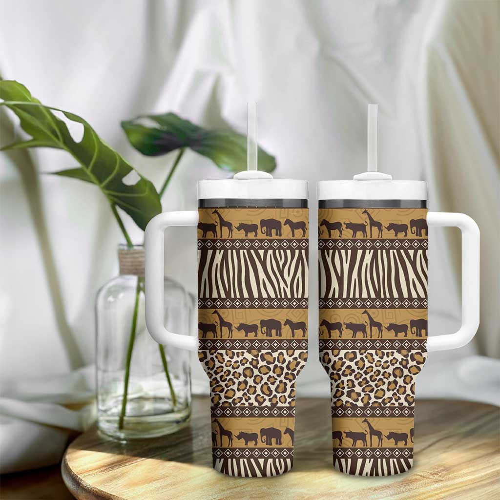 Leopards and Zebra Skins Tumbler With Handle Mix African Pattern