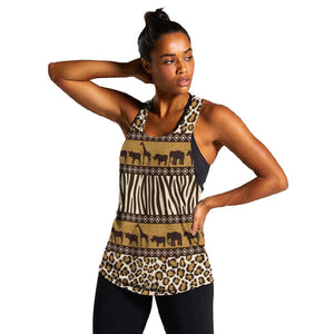 Leopards and Zebra Skins Women Racerback Tank Mix African Pattern