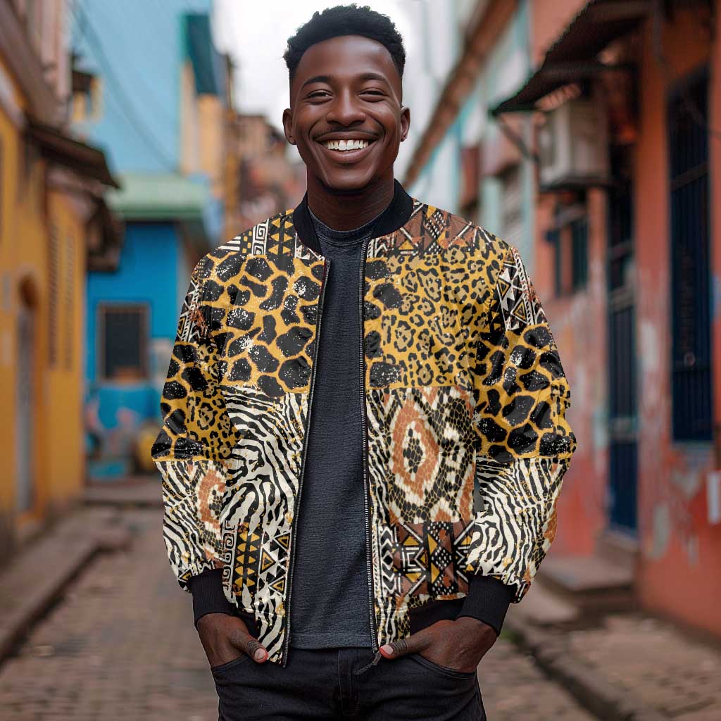 Wild Animal Skins Bomber Jacket African Tribal Pattern