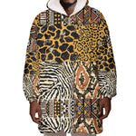 Wild Animal Skins Wearable Blanket Hoodie African Tribal Pattern