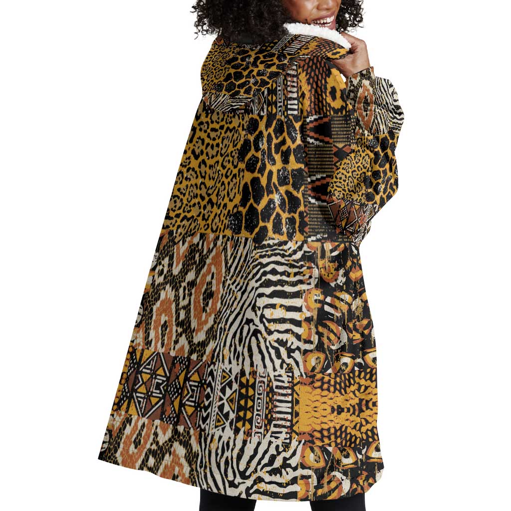 Wild Animal Skins Wearable Blanket Hoodie African Tribal Pattern