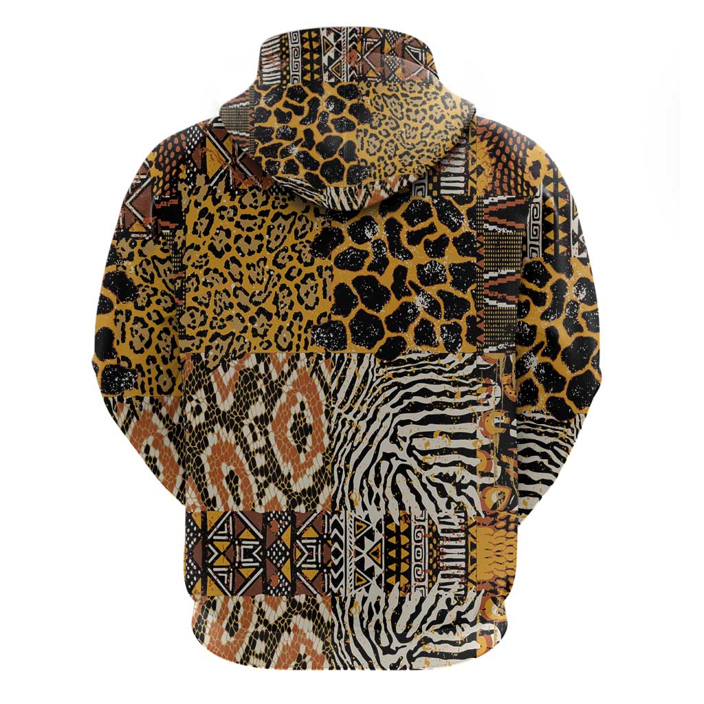 Wild Animal Skins Zip Hoodie African Tribal Pattern