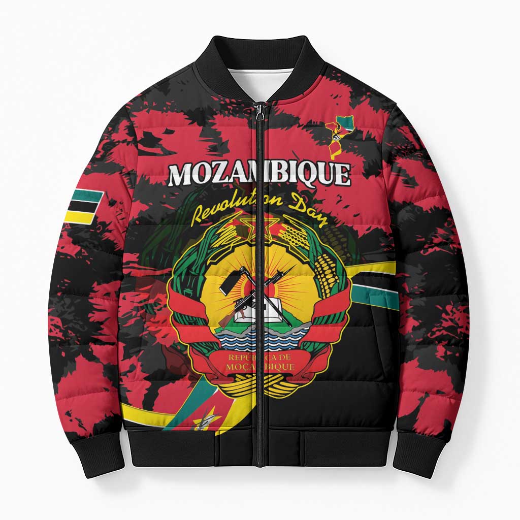 Personalized Mozambique Revolution Day Bomber Puffer Jacket Coat Of Arms FRELIMO