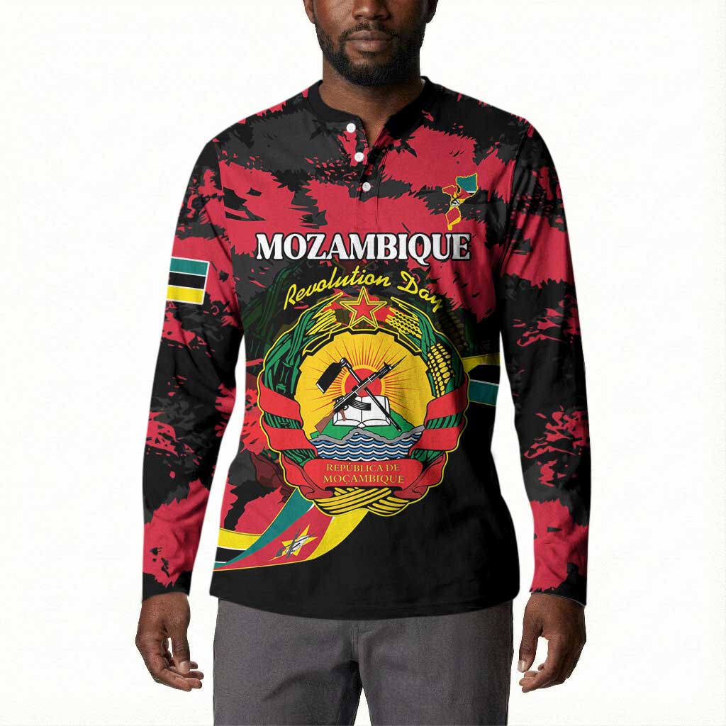 Personalized Mozambique Revolution Day Button Sweatshirt Coat Of Arms FRELIMO