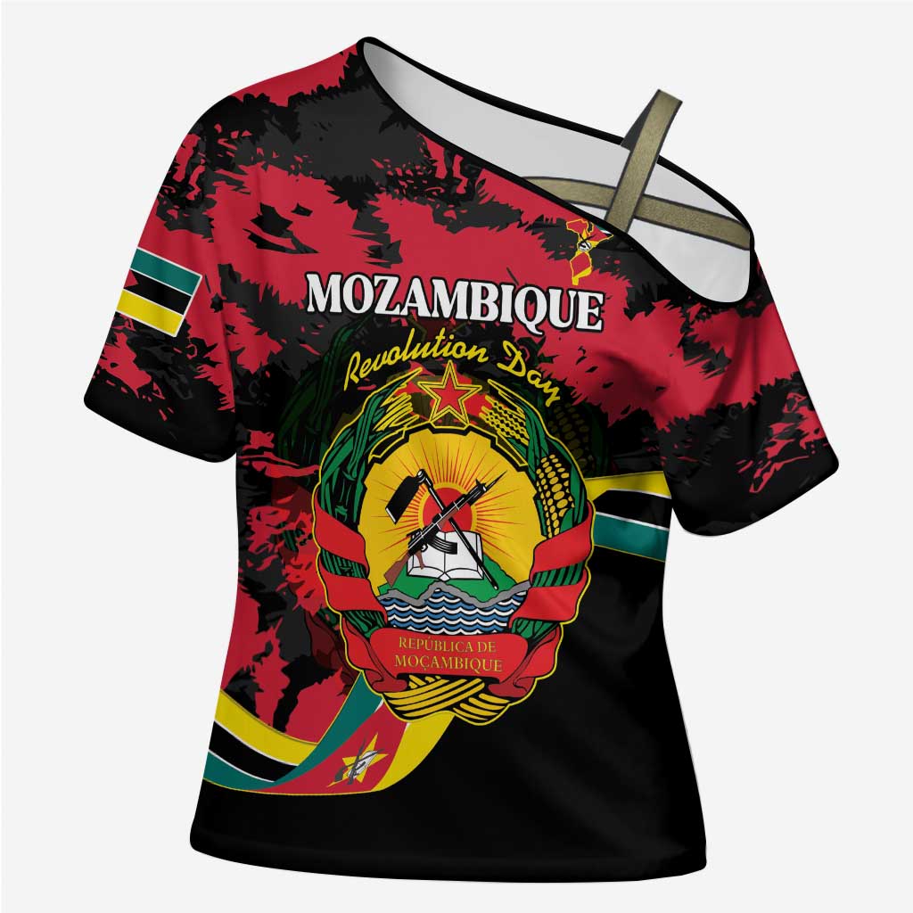 Personalized Mozambique Revolution Day Cross Shoulder Shirt Coat Of Arms FRELIMO