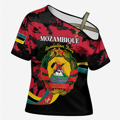 Personalized Mozambique Revolution Day Cross Shoulder Shirt Coat Of Arms FRELIMO