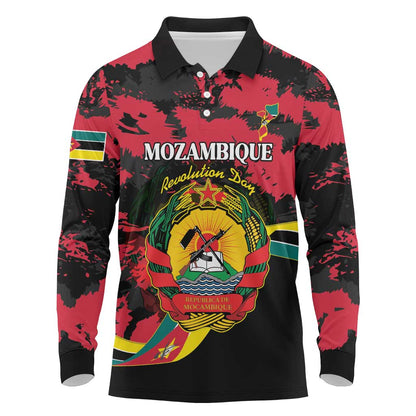 Personalized FRELIMO Mozambique Long Sleeve Polo Shirt Happy Revolution Day - African Pride