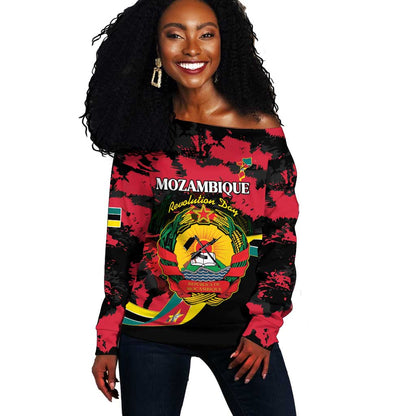 Personalized FRELIMO Mozambique Off Shoulder Sweater Happy Revolution Day - African Pride