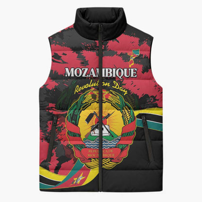 Personalized Mozambique Revolution Day Sleeveless Puffer Jacket Coat Of Arms FRELIMO