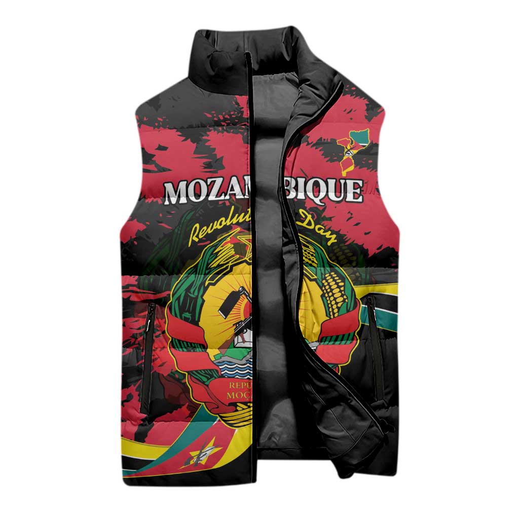 Personalized Mozambique Revolution Day Sleeveless Puffer Jacket Coat Of Arms FRELIMO