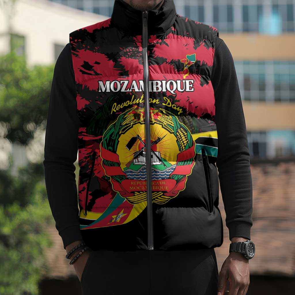 Personalized Mozambique Revolution Day Sleeveless Puffer Jacket Coat Of Arms FRELIMO