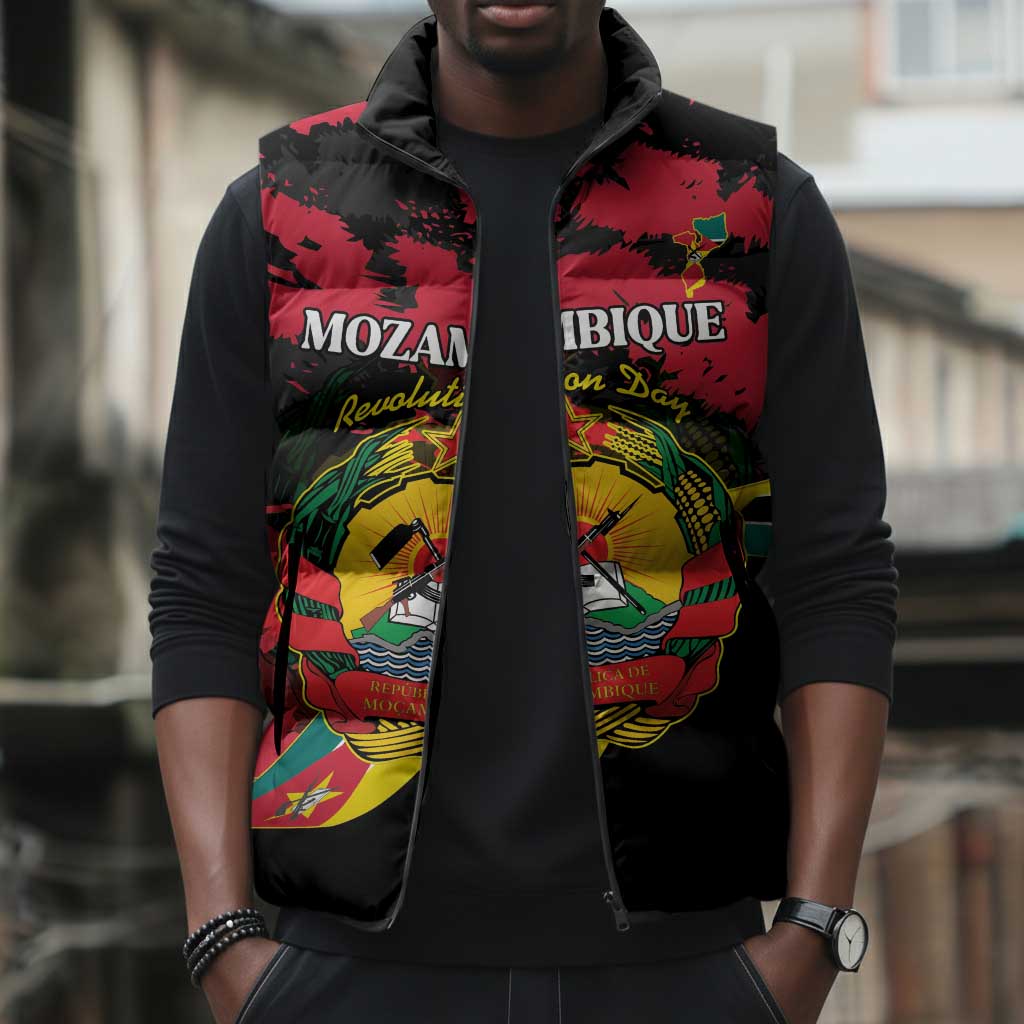 Personalized Mozambique Revolution Day Sleeveless Puffer Jacket Coat Of Arms FRELIMO