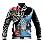 Personalized Botswana Independence Day Baseball Jacket Kalahari Devils Claw Zebra With Arican Pattern - African Pride