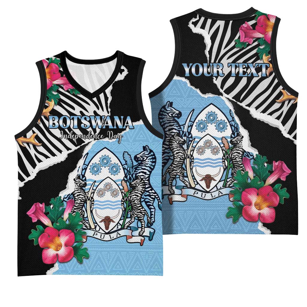 Personalized Botswana Independence Day Basketball Jersey Kalahari Devils Claw Zebra With Arican Pattern LT15