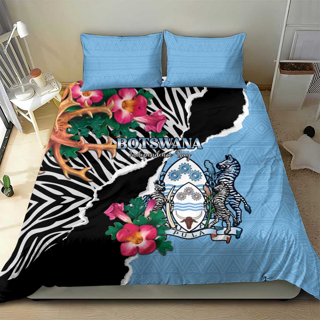 Botswana Independence Day Bedding Set Kalahari Devils Claw Zebra With Arican Pattern - African Pride