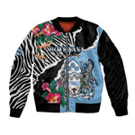 Personalized Botswana Independence Day Bomber Jacket Kalahari Devils Claw Zebra With Arican Pattern - African Pride