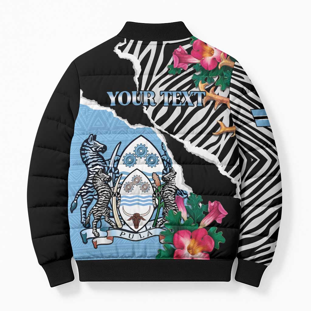 Personalized Botswana Independence Day Bomber Puffer Jacket Coat Of Arms Devils Claw