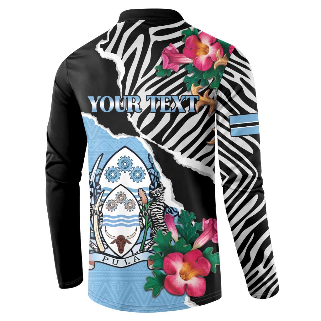 Personalized Botswana Independence Day Button Sweatshirt Coat Of Arms Devils Claw