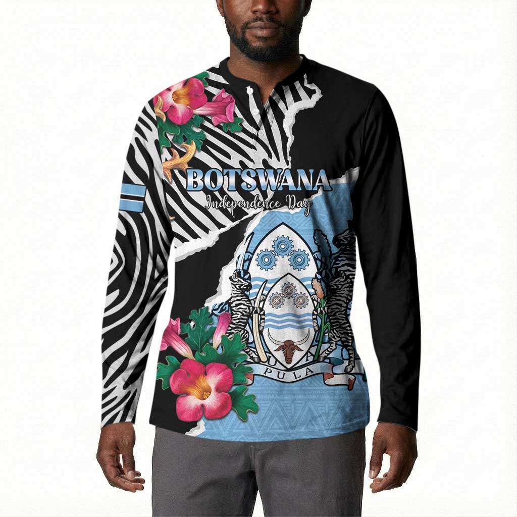 Personalized Botswana Independence Day Button Sweatshirt Coat Of Arms Devils Claw