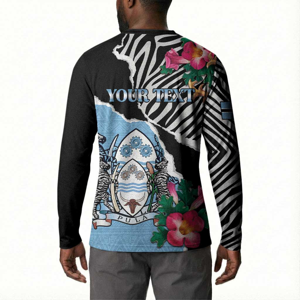 Personalized Botswana Independence Day Button Sweatshirt Coat Of Arms Devils Claw