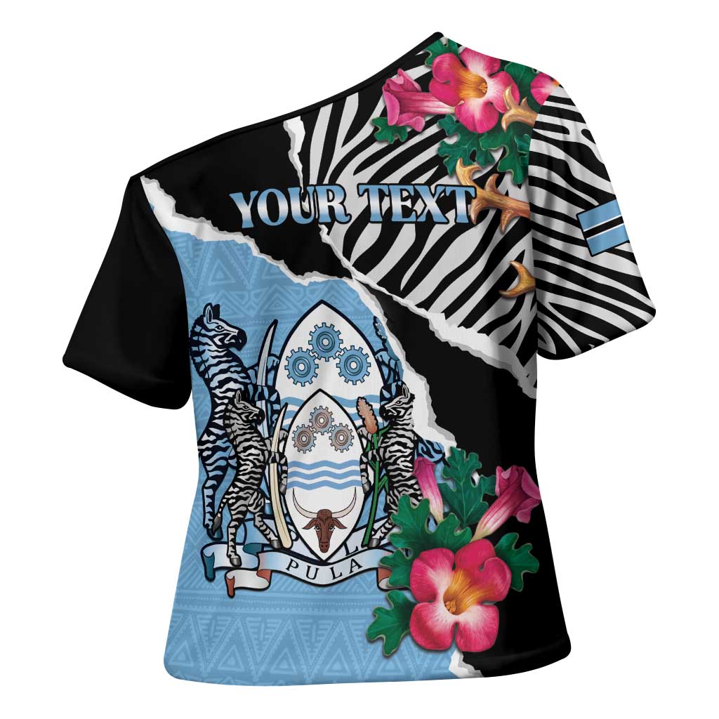 Personalized Botswana Independence Day Cross Shoulder Shirt Coat Of Arms Devils Claw