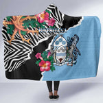 Botswana Independence Day Hooded Blanket Kalahari Devils Claw Zebra With Arican Pattern - African Pride