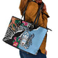 Botswana Independence Day Leather Tote Bag Kalahari Devils Claw Zebra With Arican Pattern - African Pride