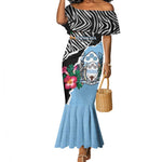 Personalized Botswana Independence Day Mermaid Dress Kalahari Devils Claw Zebra With Arican Pattern - African Pride