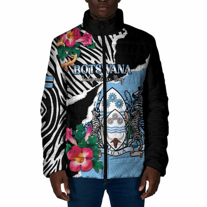 Personalized Botswana Independence Day Padded Jacket Coat Of Arms Devils Claw